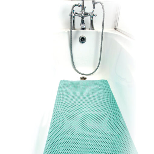 blue bath mat with kneeling cushion