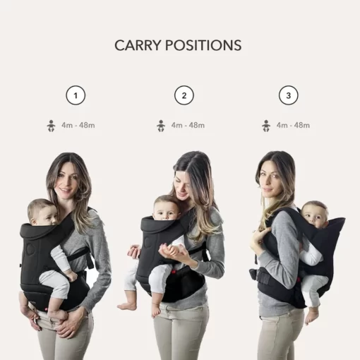 three carry positions of the hipster essential baby carrier