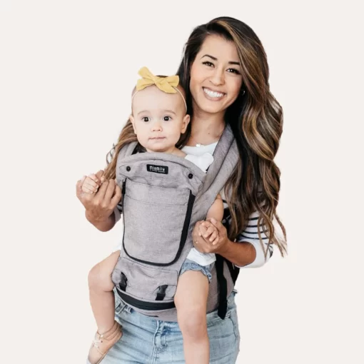 mother carrying toddler in miamily hipster plus baby carrier